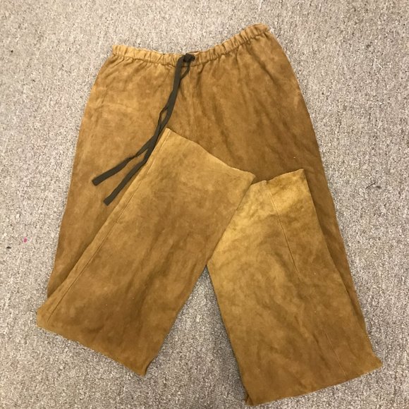 Savannah Studio caramel suede drawstring pants Vintage lined L stretch waist - Picture 3 of 4